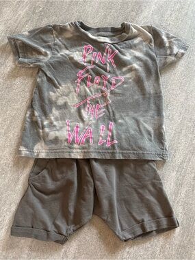 Pink Floyd The Wall Kids short Set - Gray with Pink Print SZ-3T